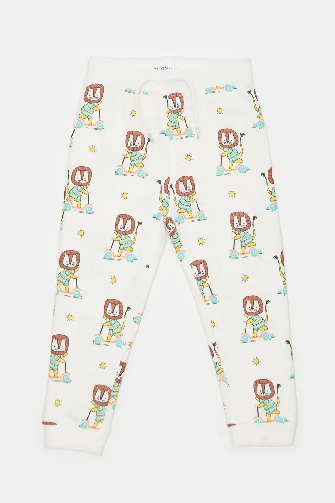 Infant Boys Ivory Tiger Printed Active Pants