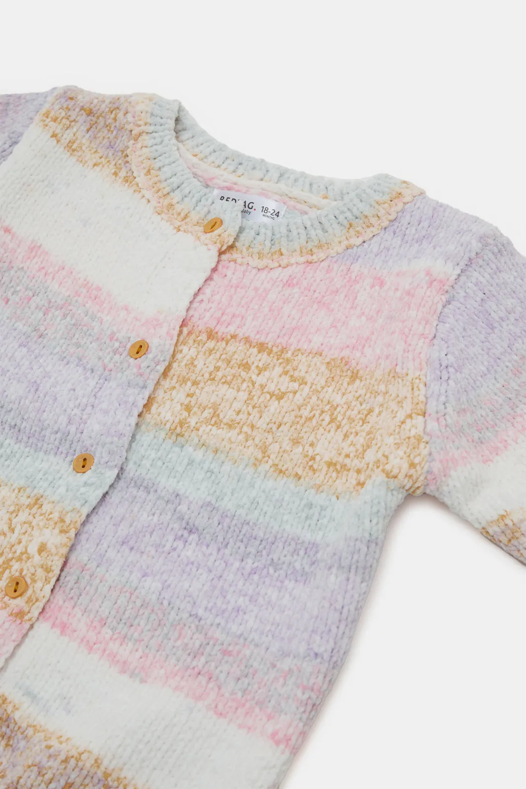 Infant Girls Multicolor Buttoned Cardigan