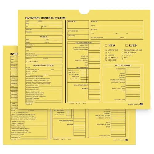 Inventory Control Jacket for Motorcycle, Boat, and RV Dealership - 12" × 9" Dimensions, Sturdy 32# Kraft Paper (7 Pt.) - Shrink-Wrapped Packs