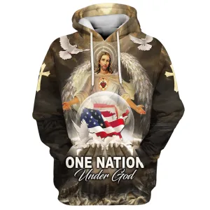 Jesus Eagle American Flag One Nation Under God Hoodies Jesus Hoodie Men & Women Christian Hoodie 3D Printed Hoodie