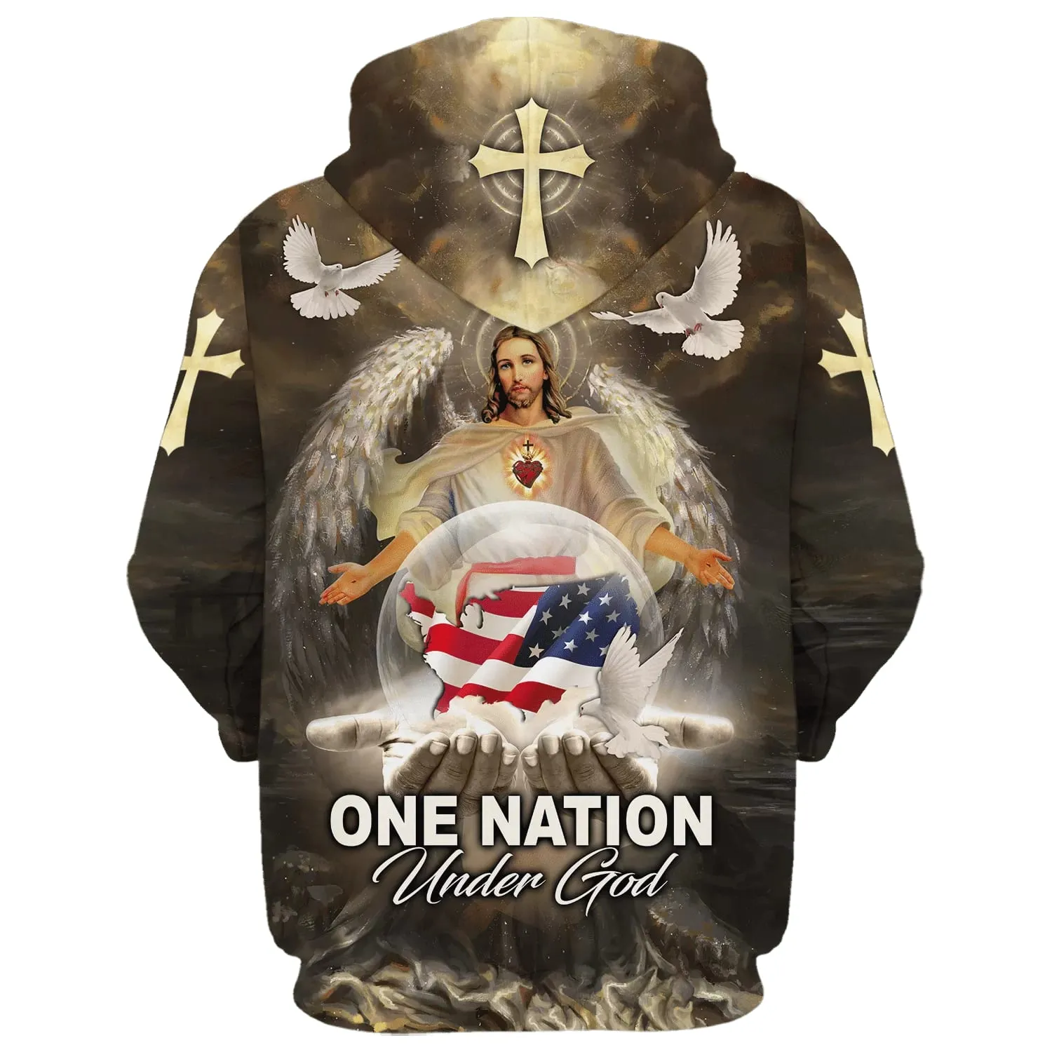 Jesus Eagle American Flag One Nation Under God Hoodies Jesus Hoodie Men & Women Christian Hoodie 3D Printed Hoodie