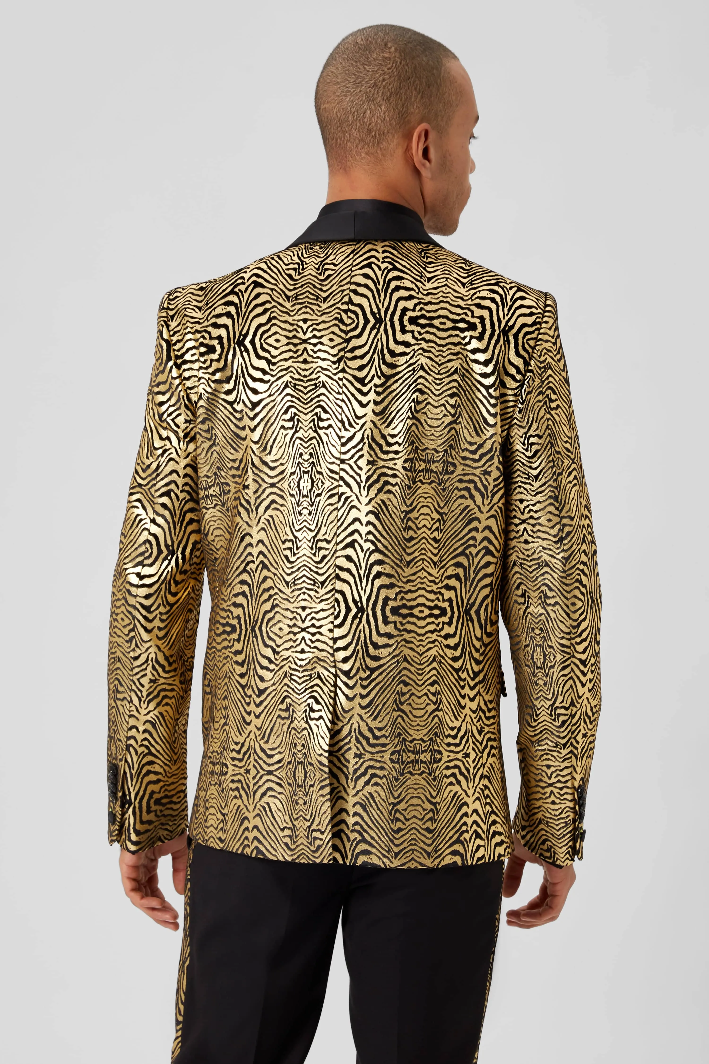 Kalman Skinny Fit Gold Zebra Print Jacket - ARCHIVE