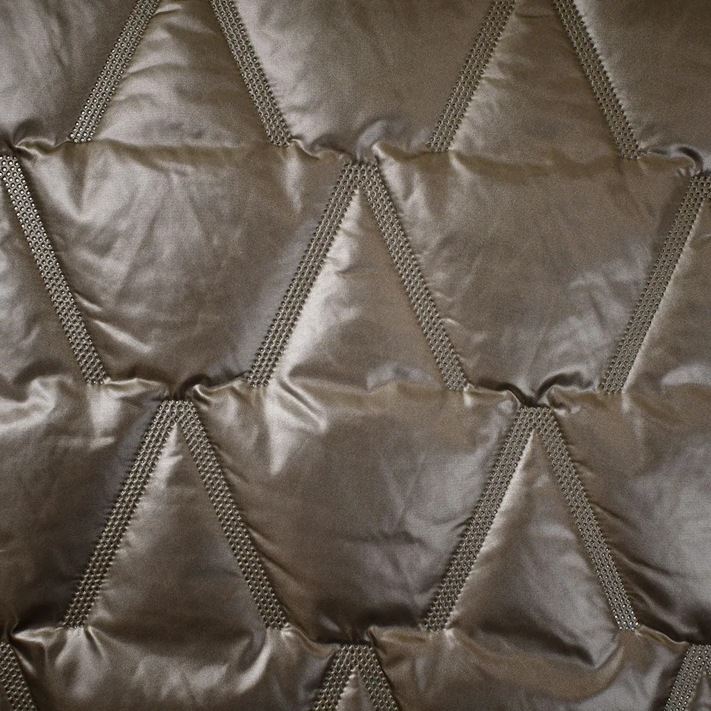 Light Weight Lustrous Chevron Quilted Puff Coating Taupe