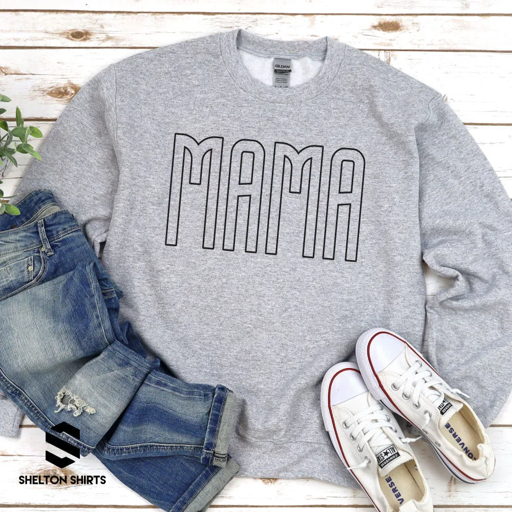 Mama Tall Outline Font Shirt