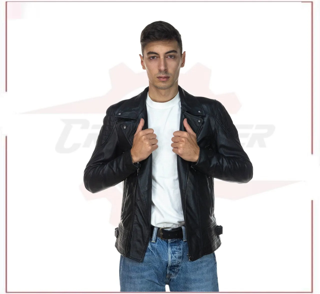 Men's Jacket in Genuine Black Leather