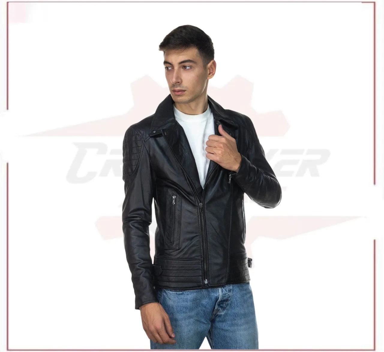 Men's Jacket in Genuine Black Leather