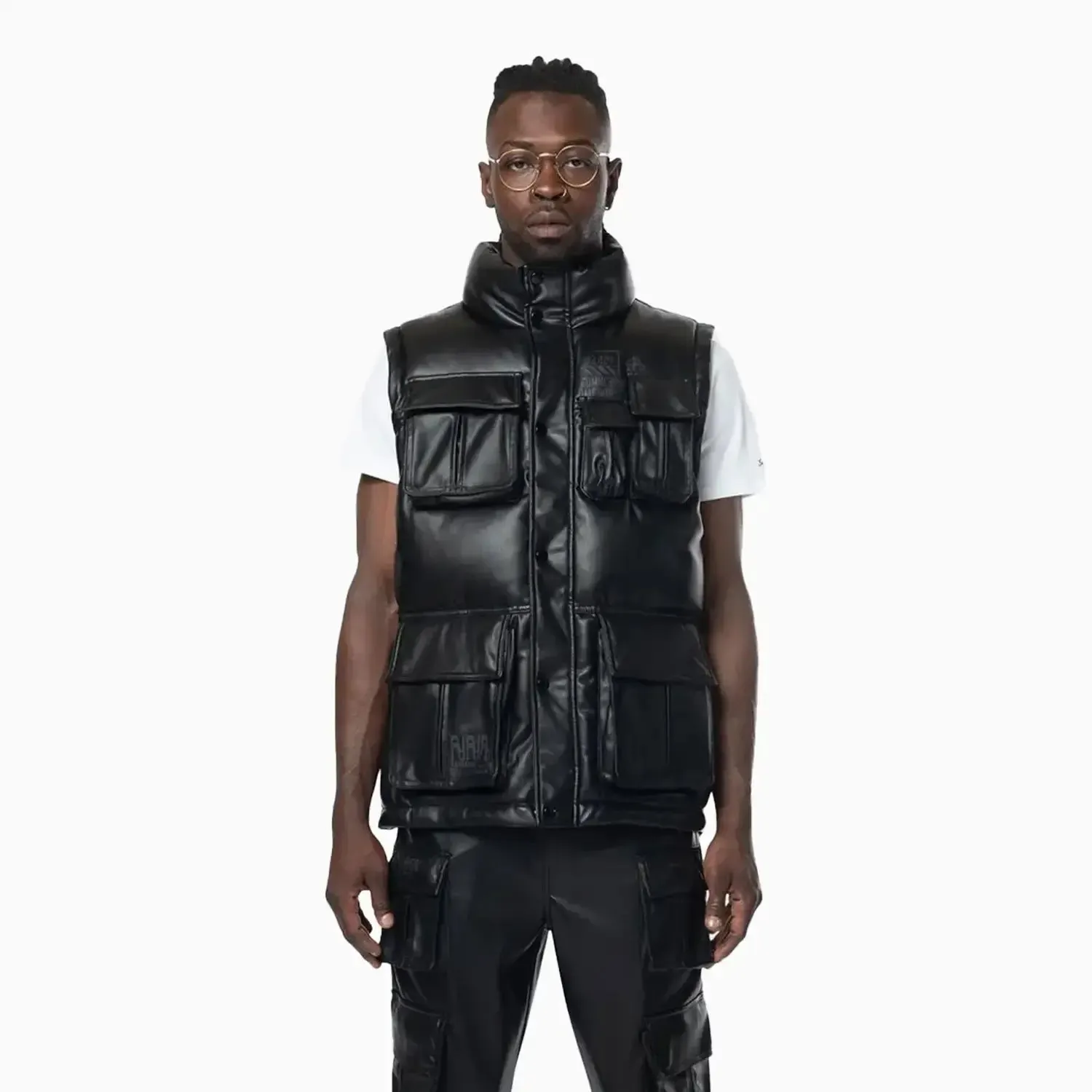 Men's Utility Vegan Leather Vest