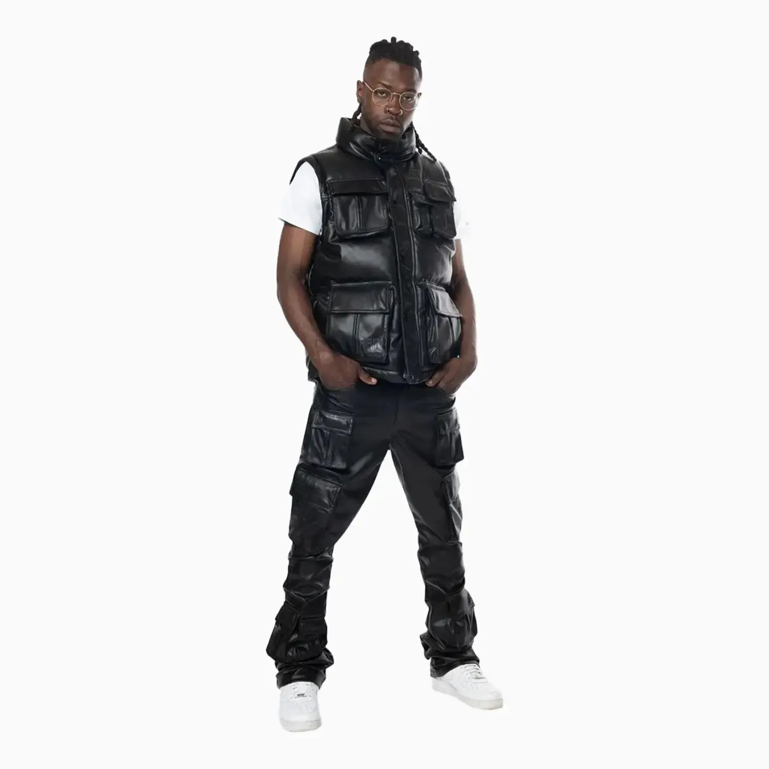 Men's Utility Vegan Leather Vest