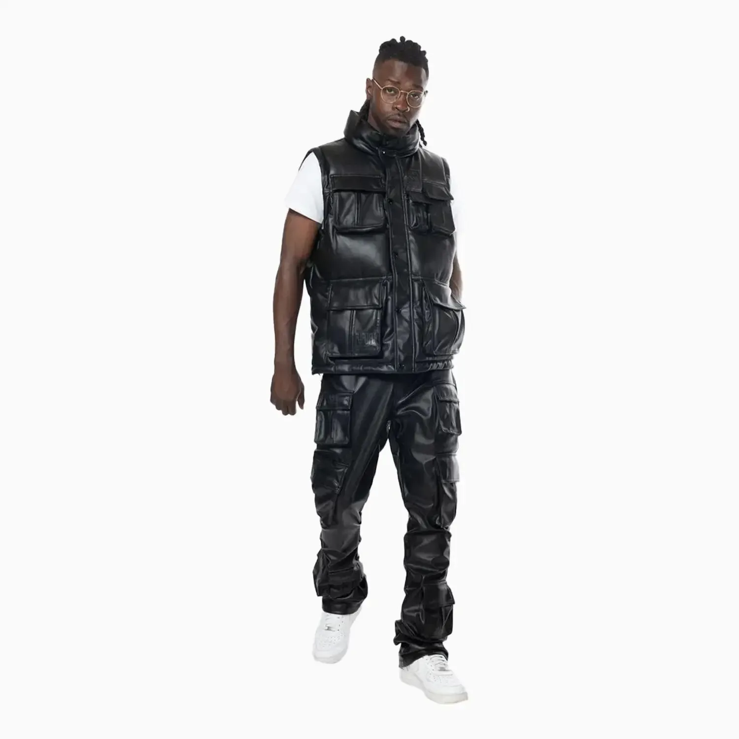 Men's Utility Vegan Leather Vest