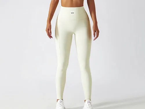 Misha Ribbed High Waisted Leggings - Cream