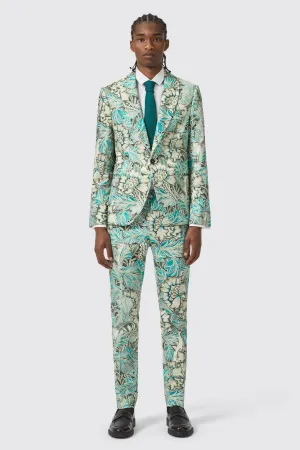 Morris Slim Fit Floral Green Suit