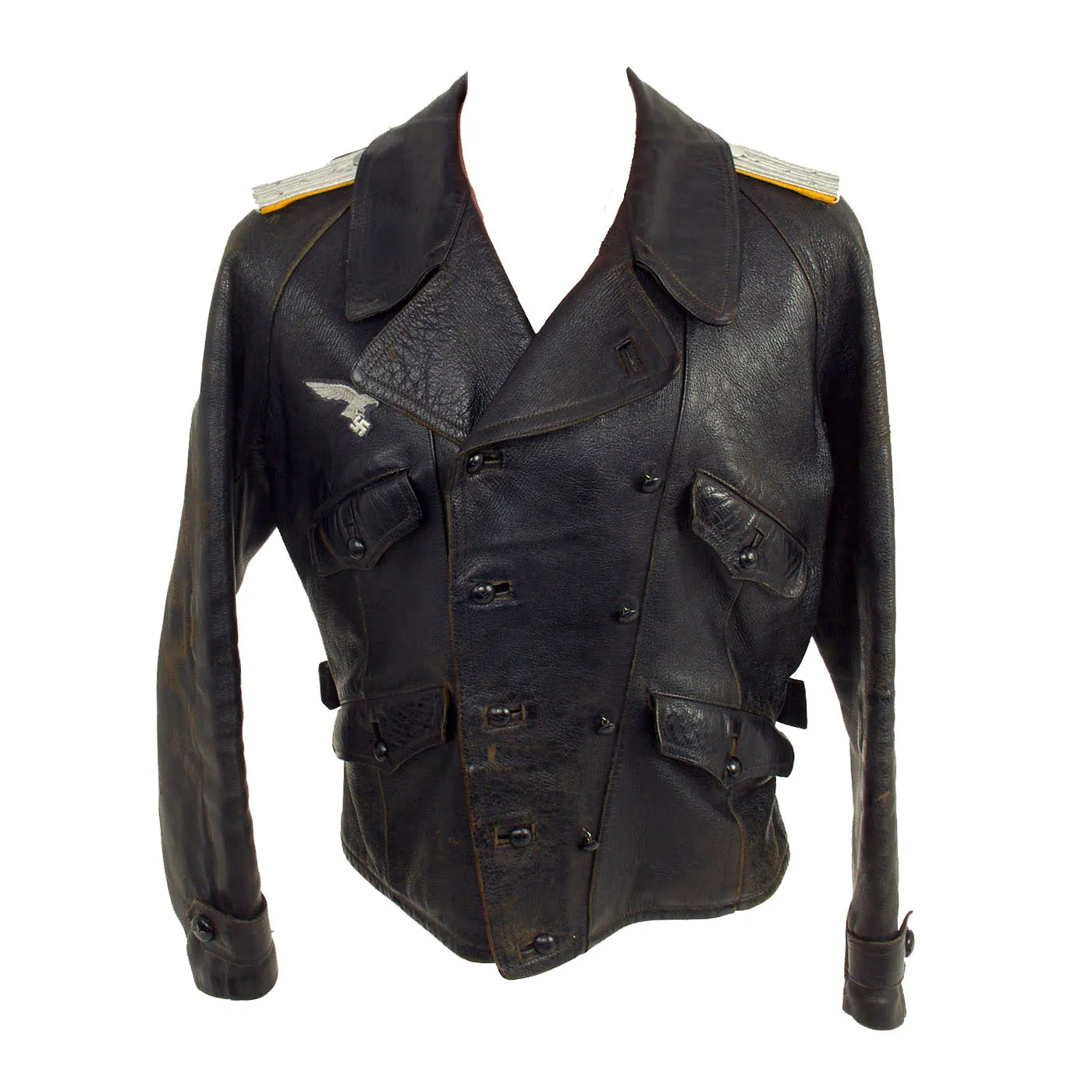 Original German WWII Luftwaffe Officer's Leather Flight Jacket by Litex Sport with Leather Flight Pants