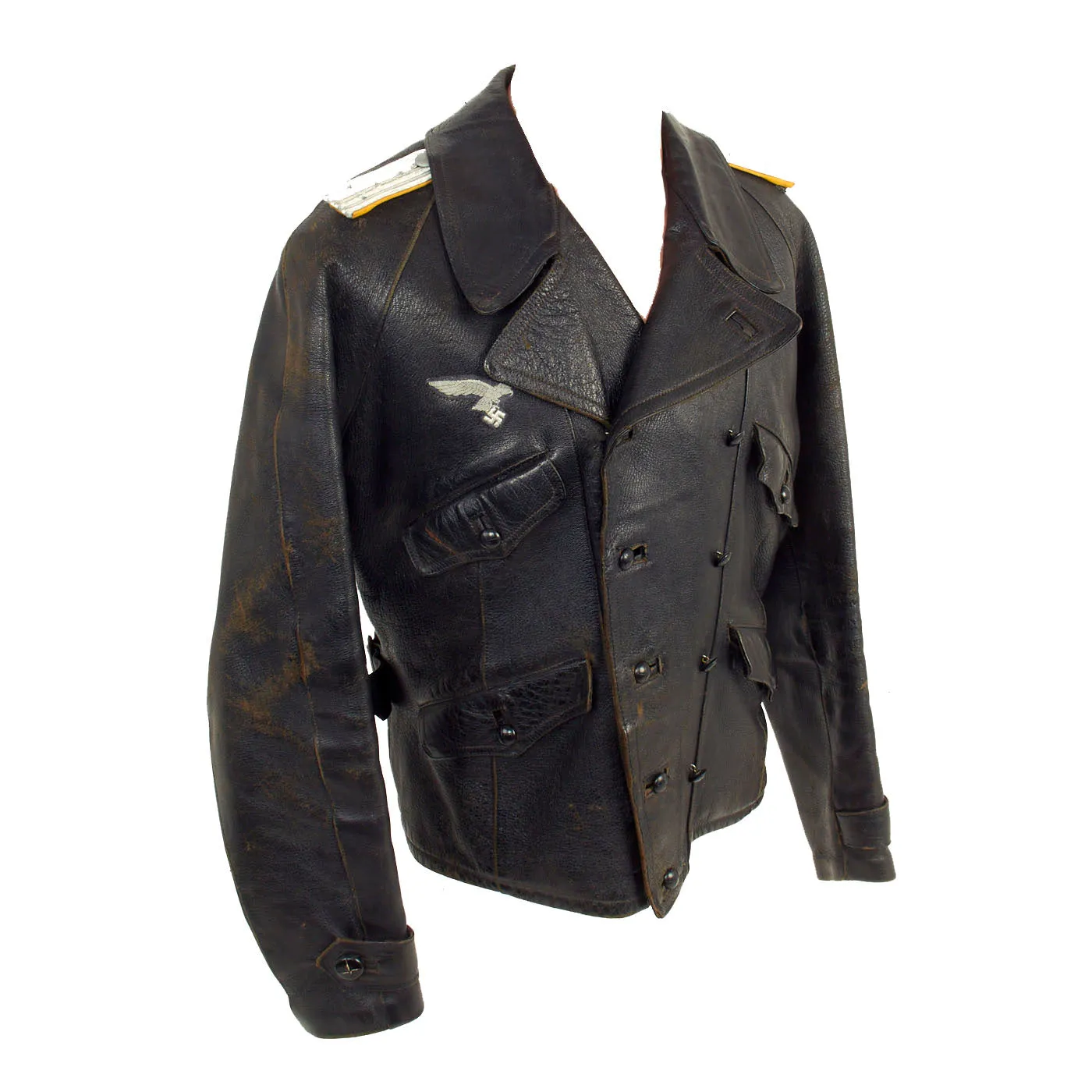 Original German WWII Luftwaffe Officer's Leather Flight Jacket by Litex Sport with Leather Flight Pants