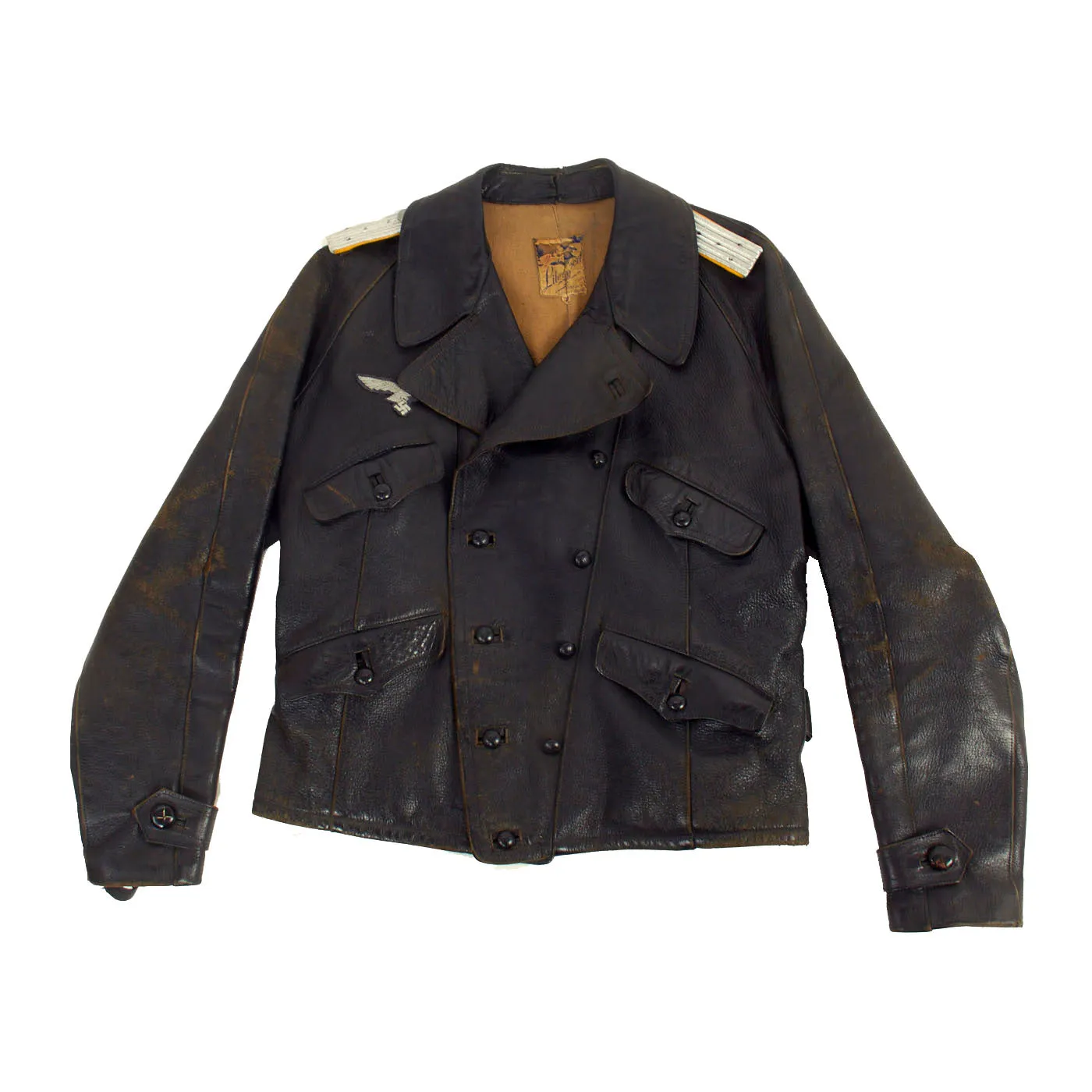 Original German WWII Luftwaffe Officer's Leather Flight Jacket by Litex Sport with Leather Flight Pants