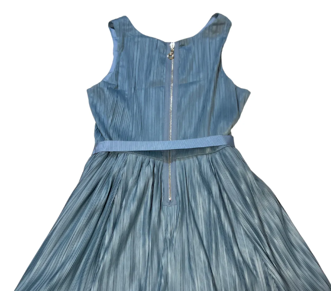 Pleated Blue Dress w Bow