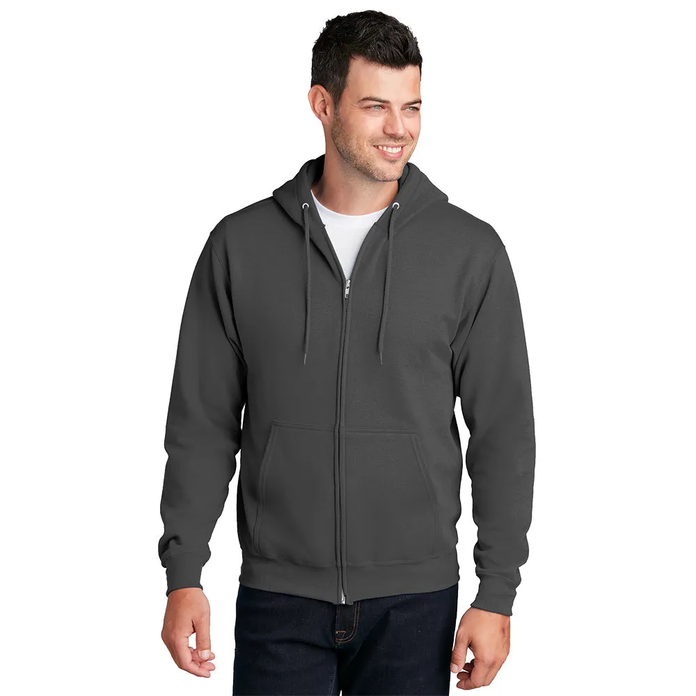 Port & Company® Core Fleece Full-Zip Hooded Sweatshirt - Charcoal