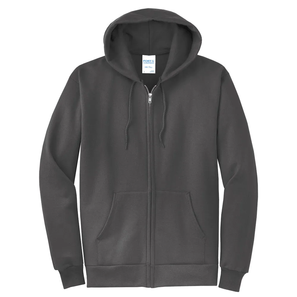 Port & Company® Core Fleece Full-Zip Hooded Sweatshirt - Charcoal