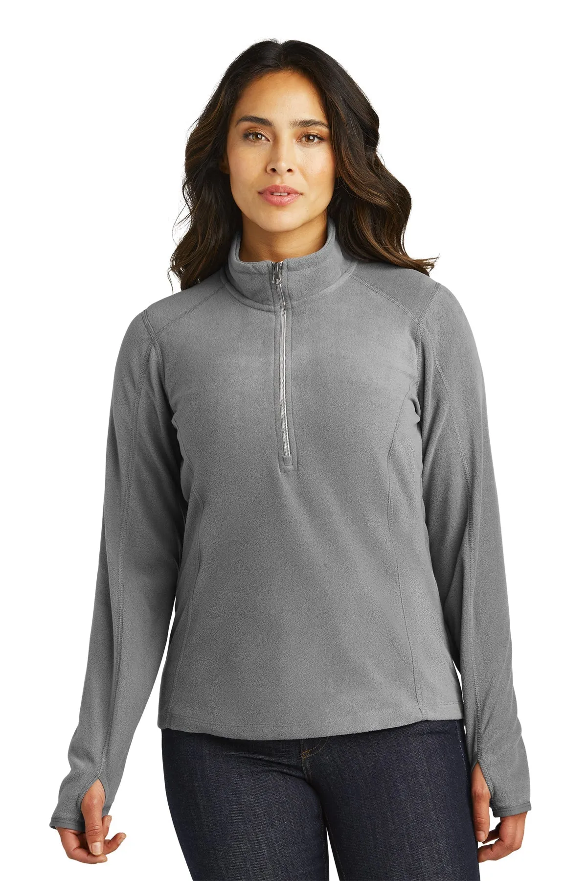 Port Authority Ladies Microfleece 1/2-Zip Customized Pullovers, Pearl Grey