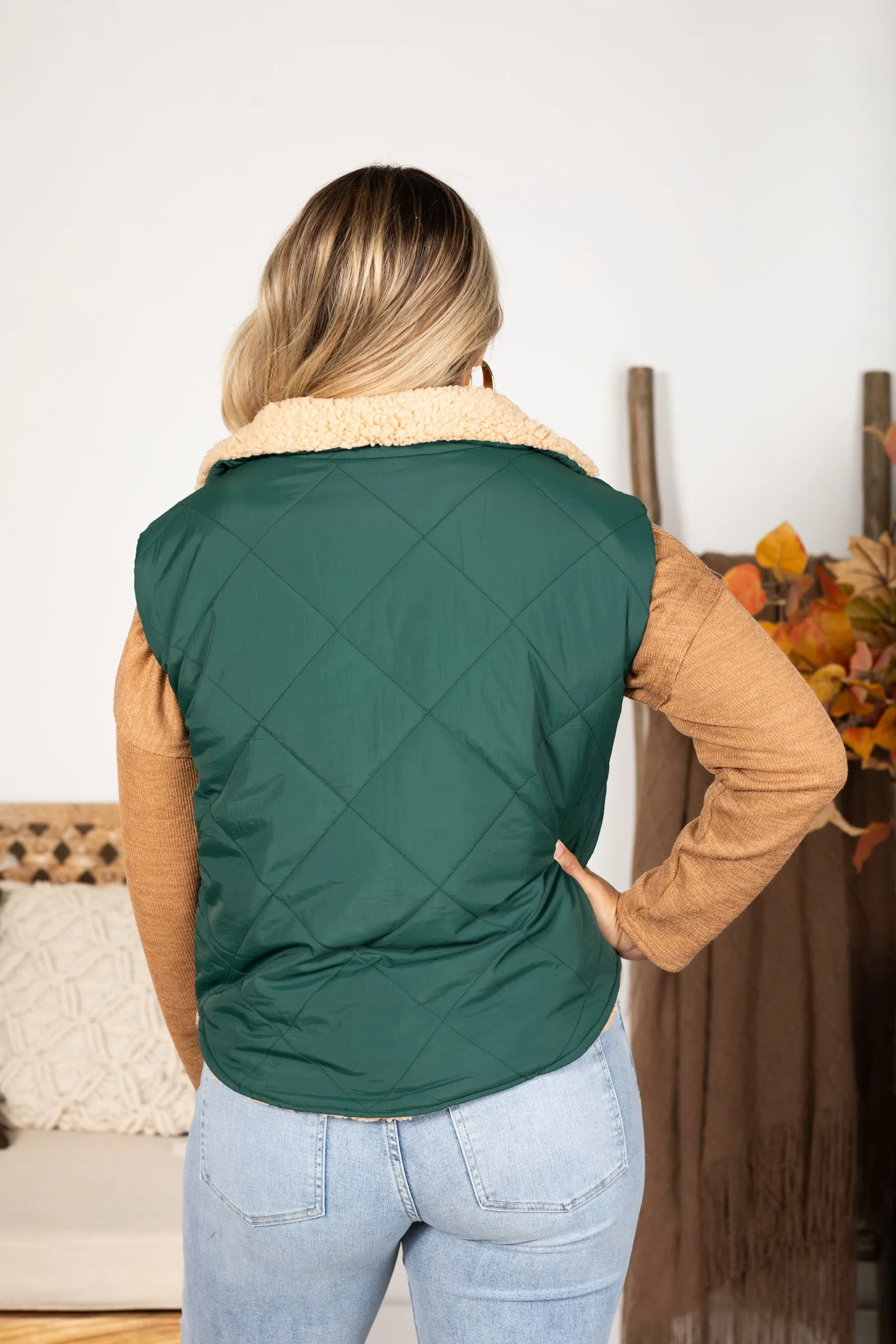 Quilted Zip Up Fleece Lined Puffer Vest