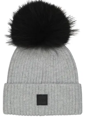 SAM - Fur Beanie in Grey/Black