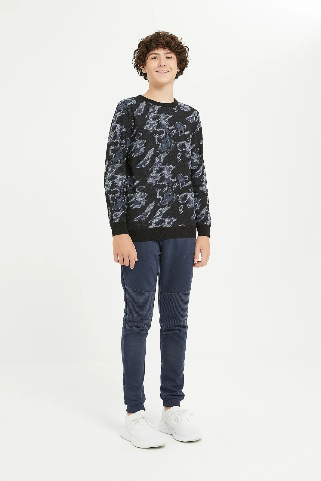 Senior Boys Black Camo Print Pullover