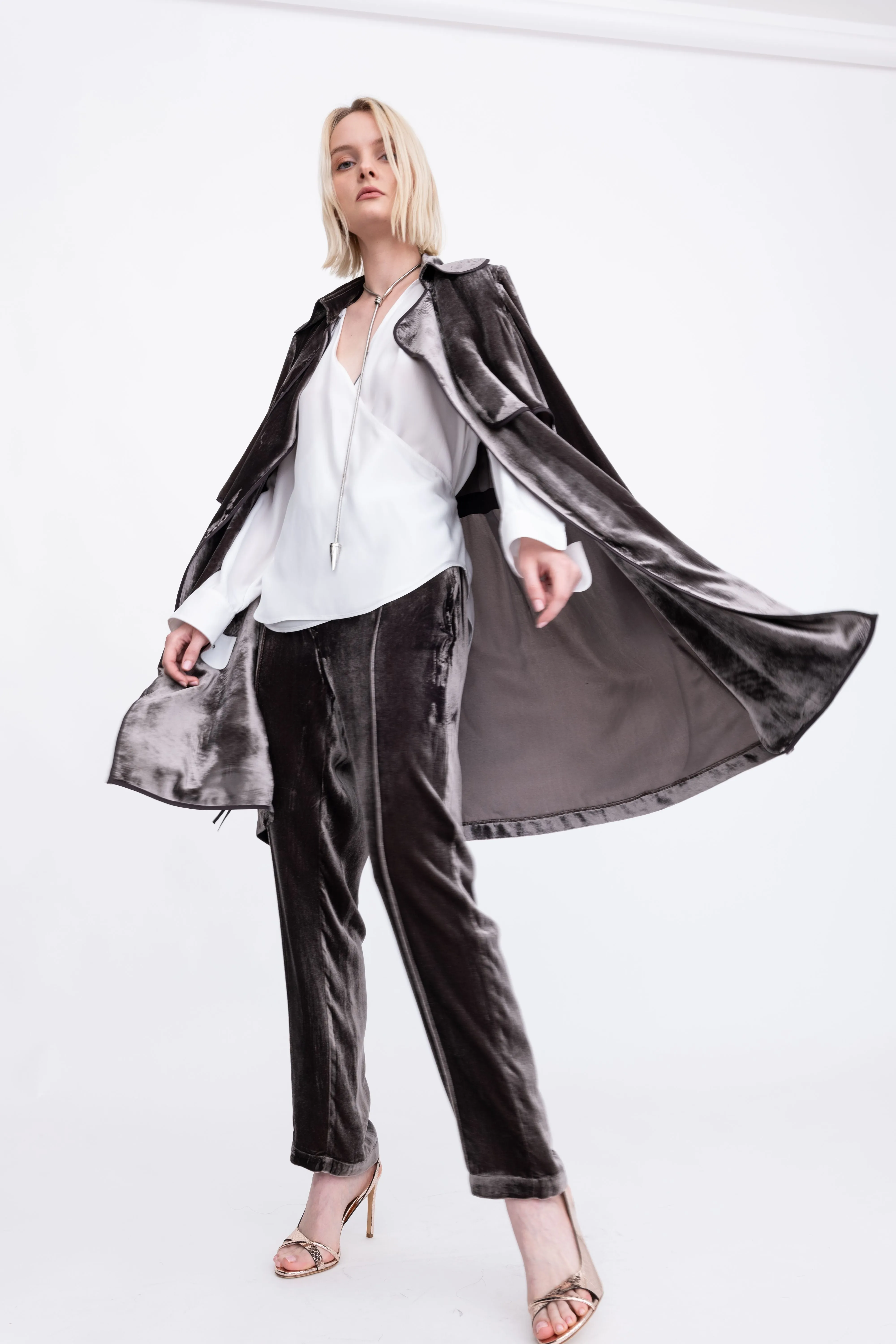 Silk Velvet Pant with Faux Fly - ATTICUS H24