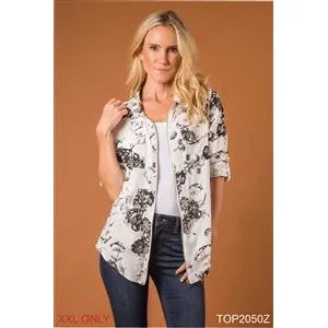 Simply Noelle Zip Me Up Floral Top - Navy