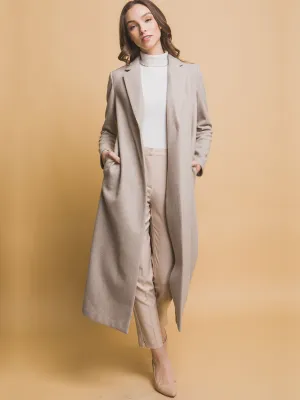 Single-Breasted Button-Front Long Coat