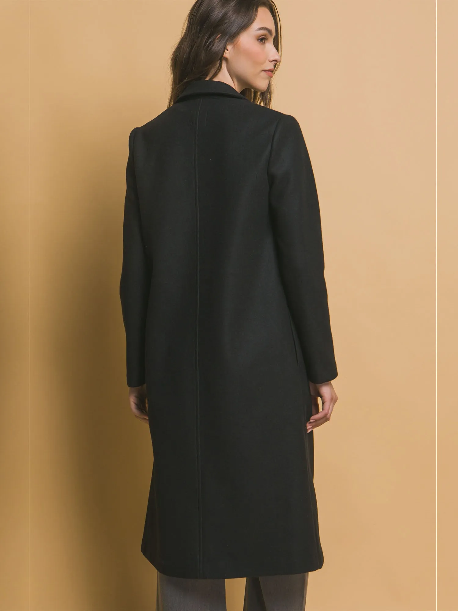 Single-Breasted Button-Front Long Coat