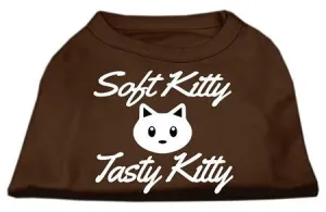 Softy Kitty, Tasty Kitty Screen Print Dog Shirt Brown Sm (10)