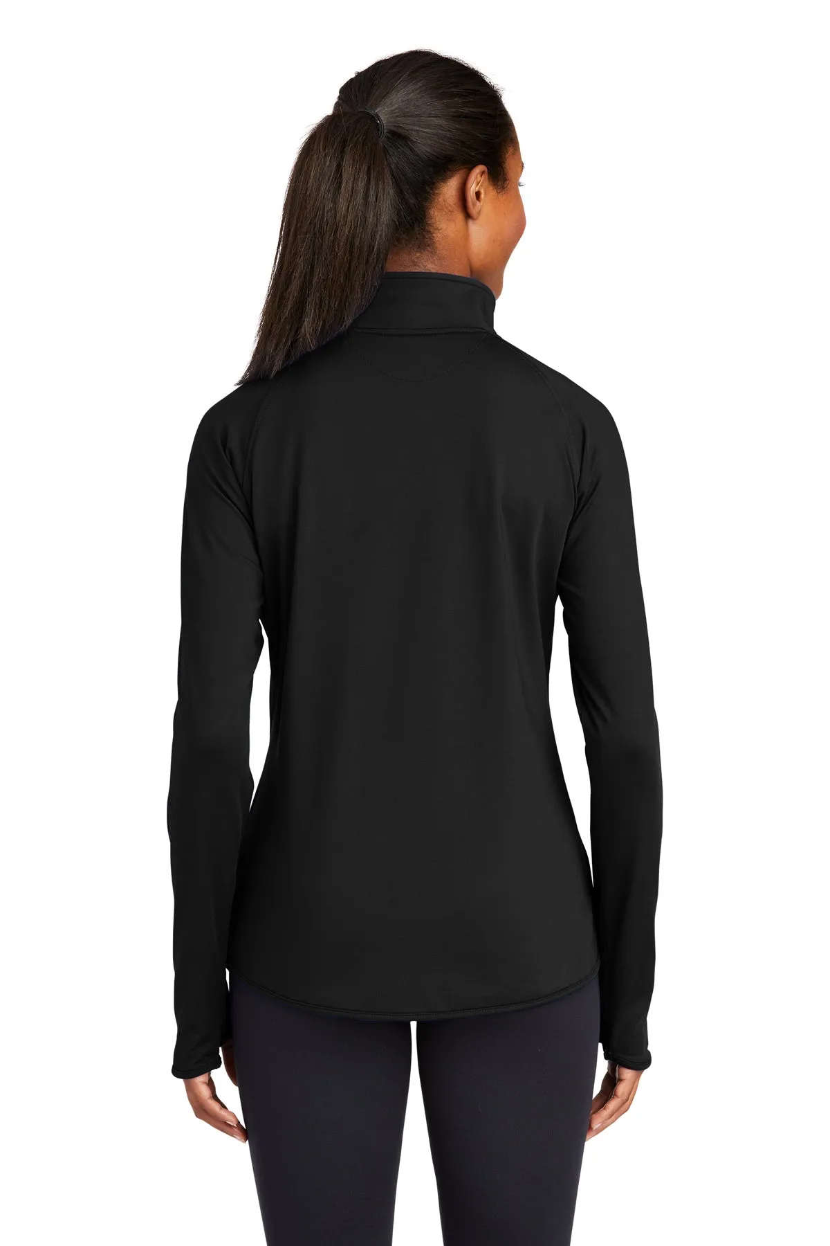 Sport-Tek Ladies Sport-Wick Stretch Customized 1/2-Zip Pullovers, Black