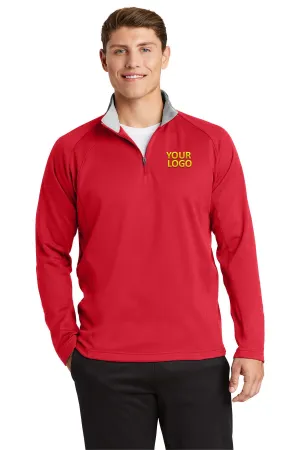 Sport-Tek Sport-Wick Fleece Customized 1/4-Zip Pullovers, Deep Red/ Silver