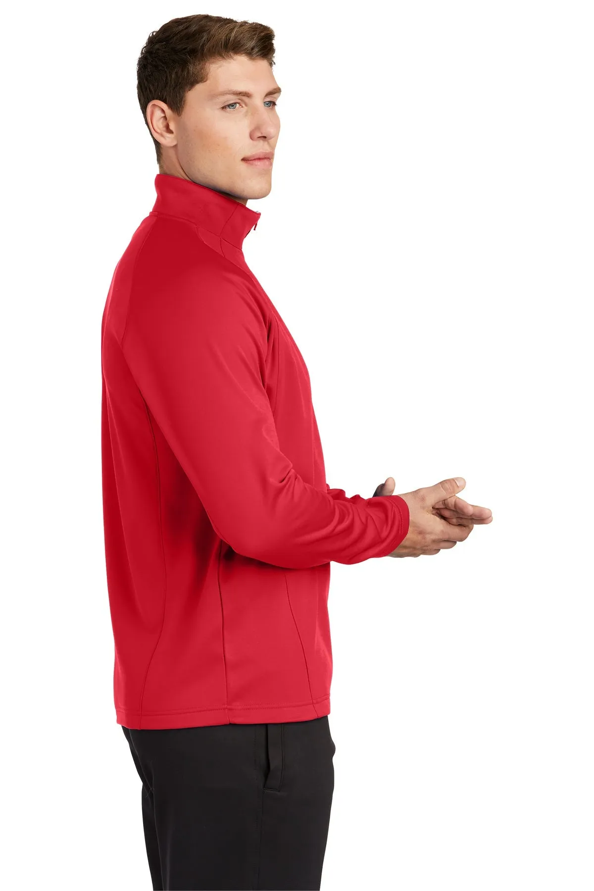 Sport-Tek Sport-Wick Fleece Customized 1/4-Zip Pullovers, Deep Red/ Silver