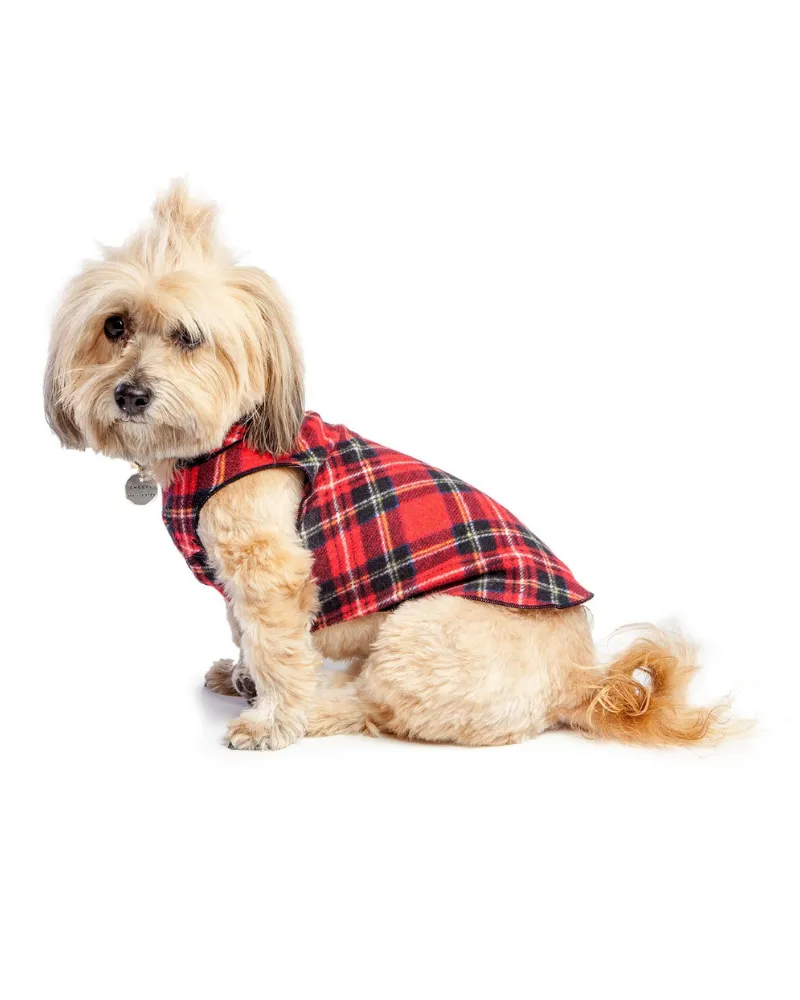 Stretch Fleece in Red Tartan Plaid (Made in the USA)