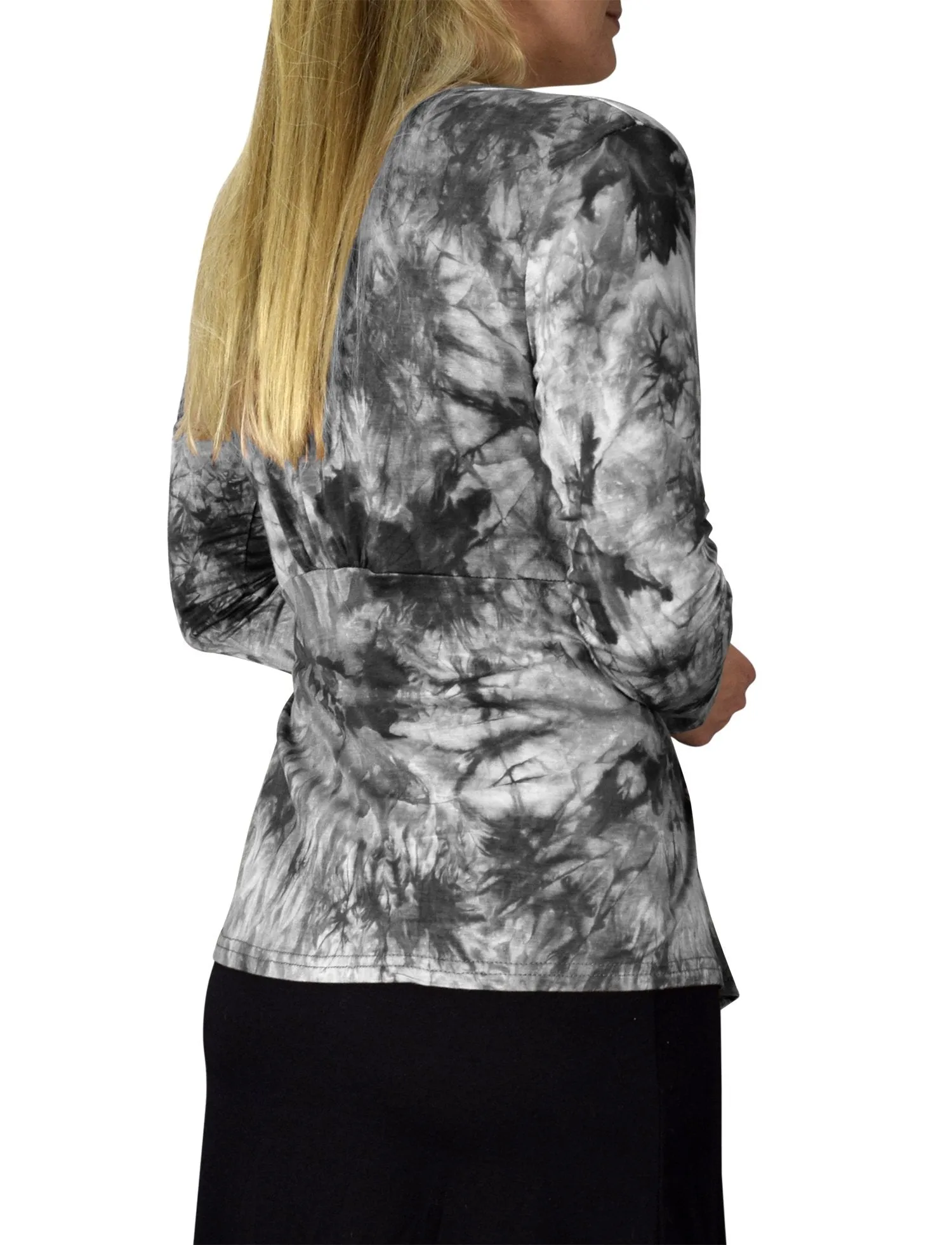 Tie Dyed Cascading Drape Asymmetric Hem Open Front Cardigan Top