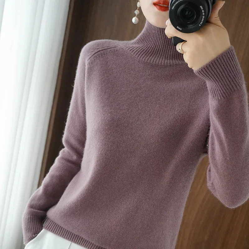 Turtleneck Sweater Women 2023 Autumn Winter Thick Warm Korean Fashion Knitwears Womens Pullovers Long Sleeve Basic Knitted Tops