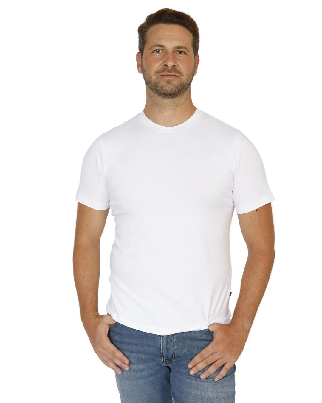 White Cotton Crew Neck T-Shirt