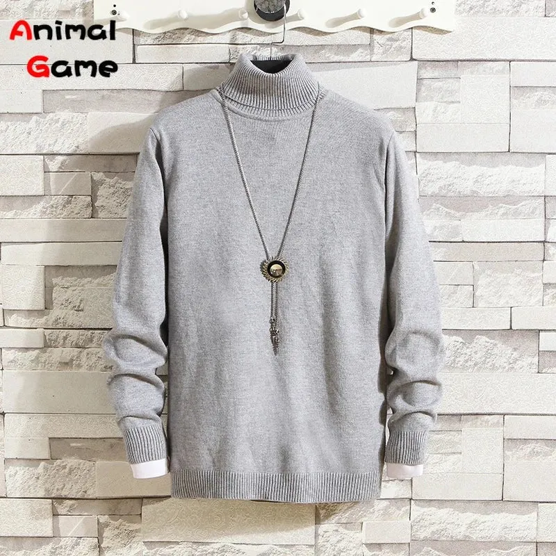 Winter Men Pullover Top Turtleneck Long Sleeve Thick Warm Sweater Slim Pullover Casual Knitwear Elasticity Knitwear Men Clothing