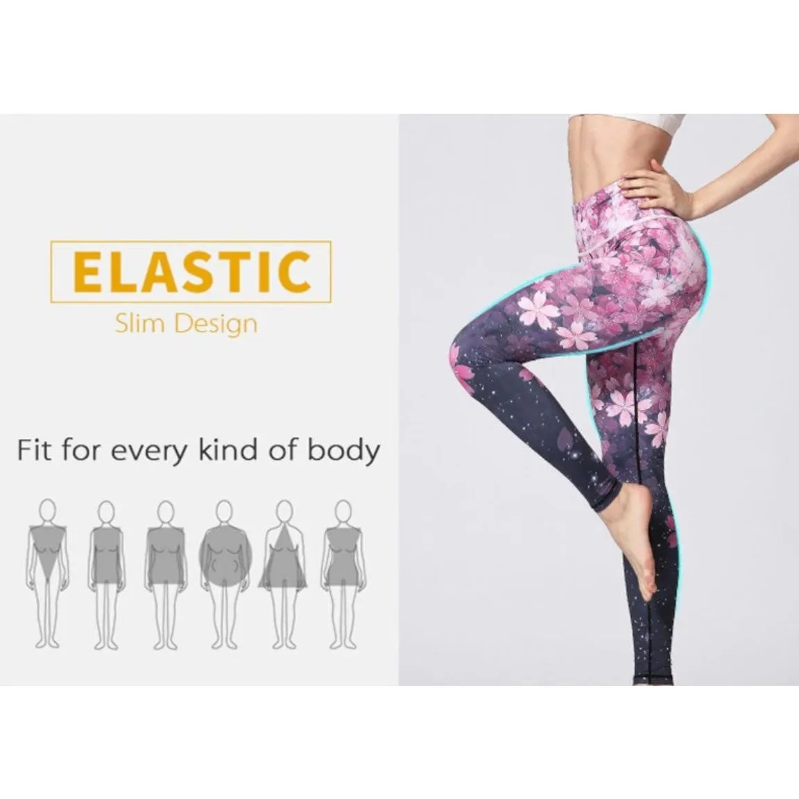 Women Digital Printed High Waist  Push Up Sports Leggings