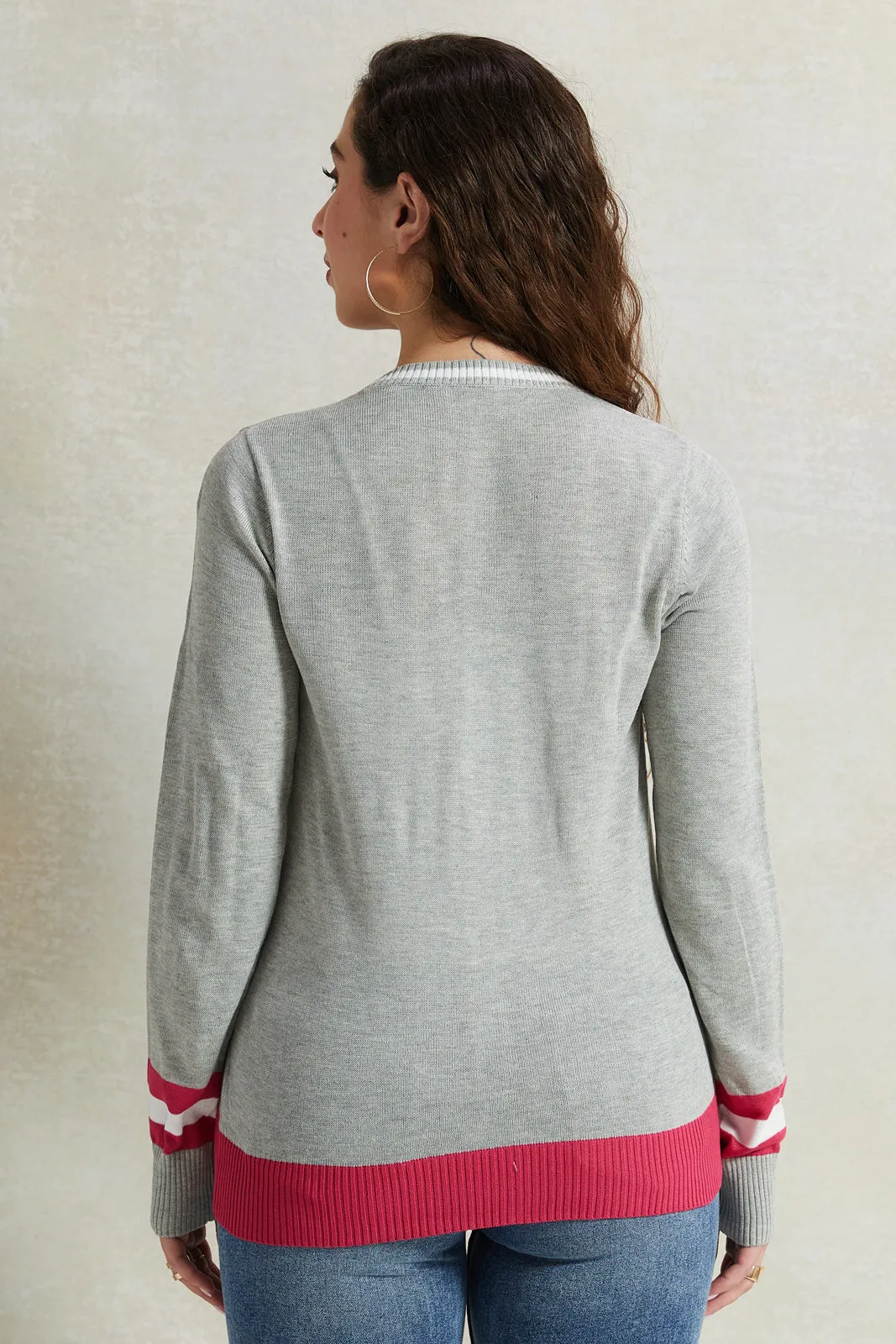 Women Grey Long Sleeved Sweater