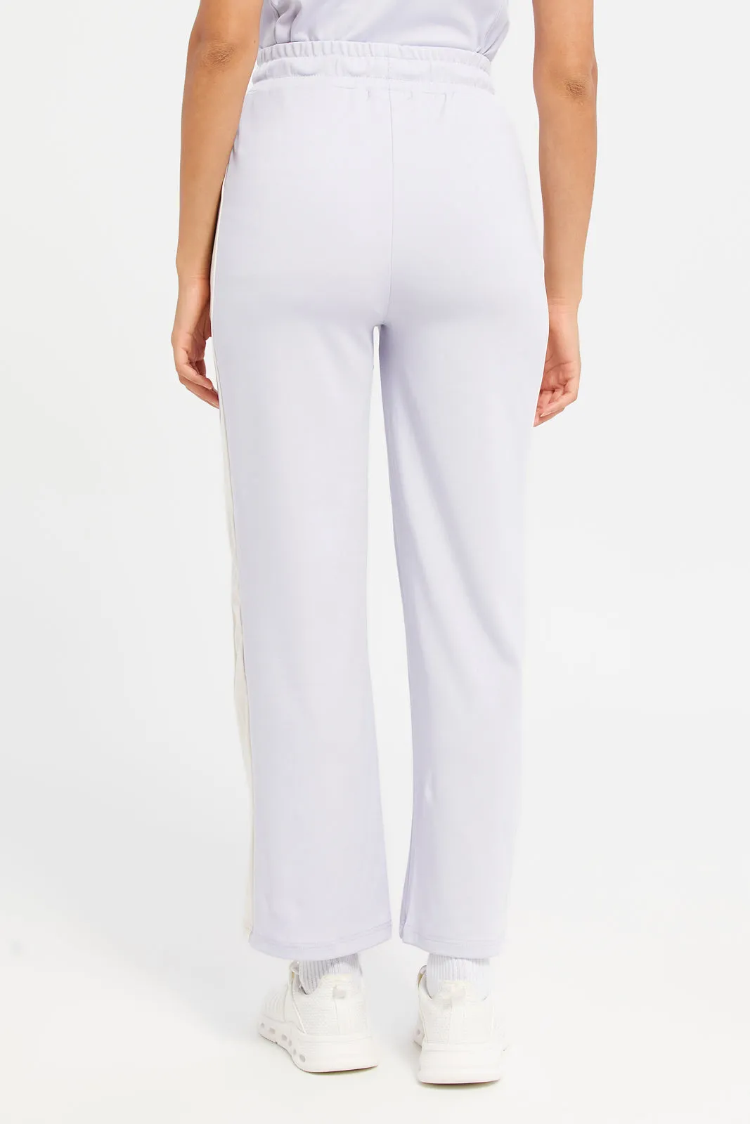 Women Lilac Plain Straight Leg Pants