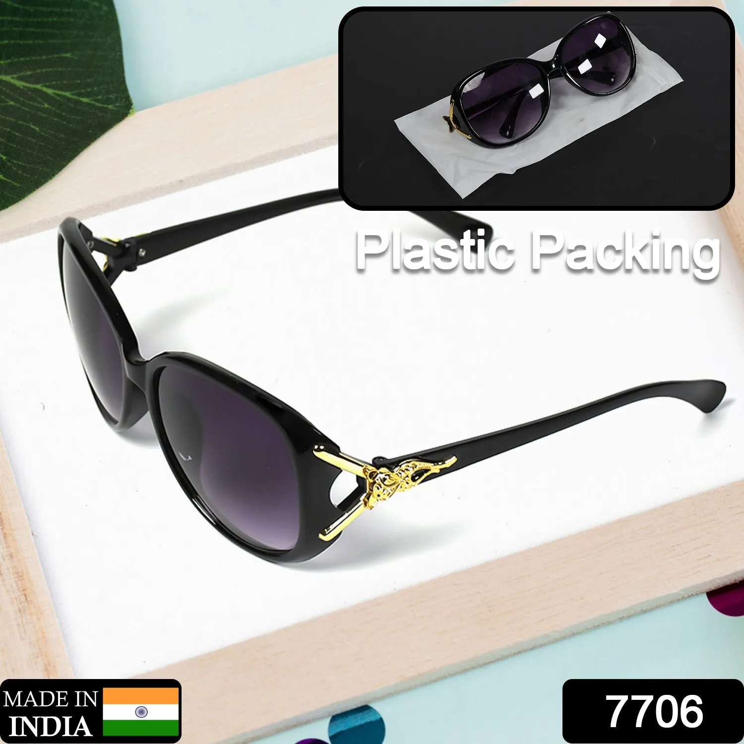 Women Specs Black Polarized Sunglasses Elegant Female Sunglass For Indoor & Outdoor Use