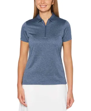 Womens 1/4 Zip Heather Polo