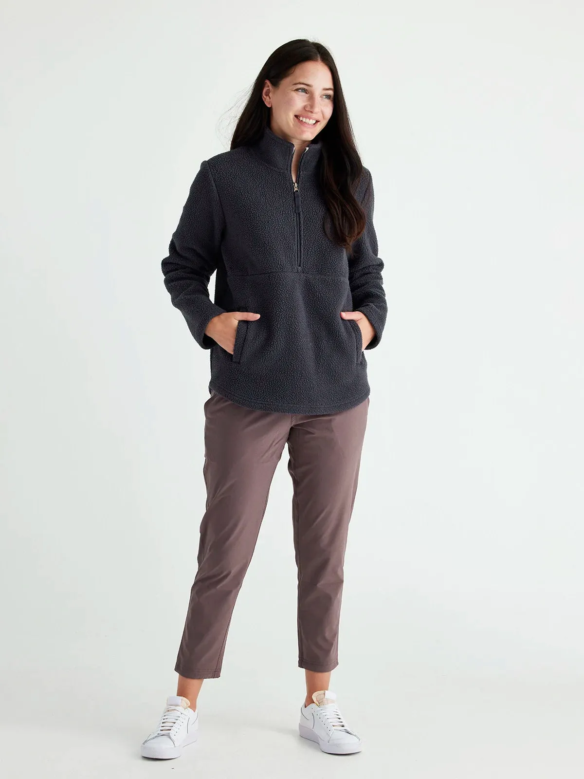 Women's Bamboo Sherpa Fleece Half Zip - Abyss