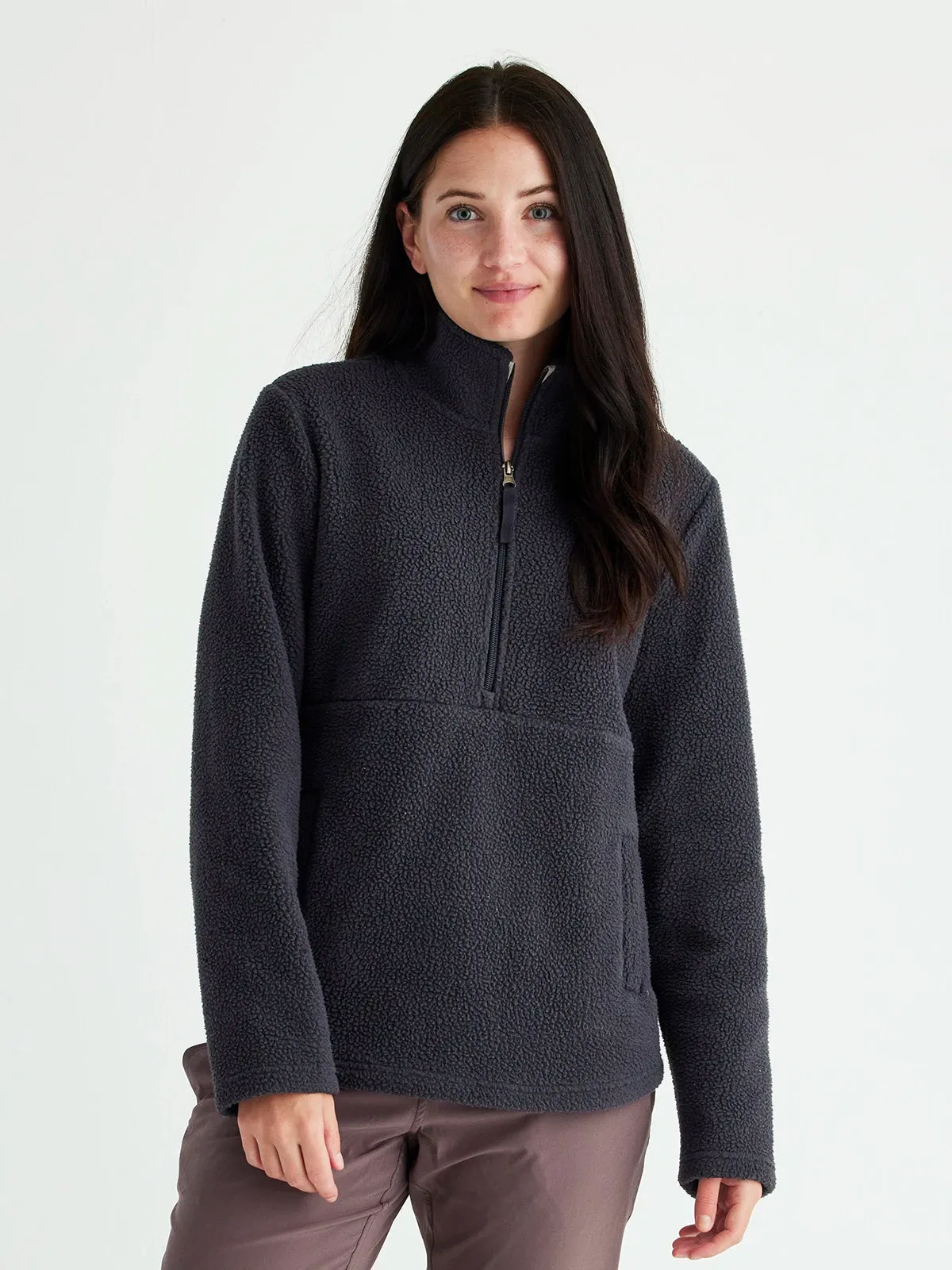 Women's Bamboo Sherpa Fleece Half Zip - Abyss