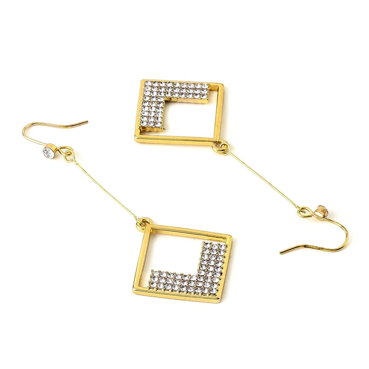 Yellow Chimes Earrings For Women Gold Tone Crystal Studded Geometrical Drop Dangle Earrings For Women and Girls