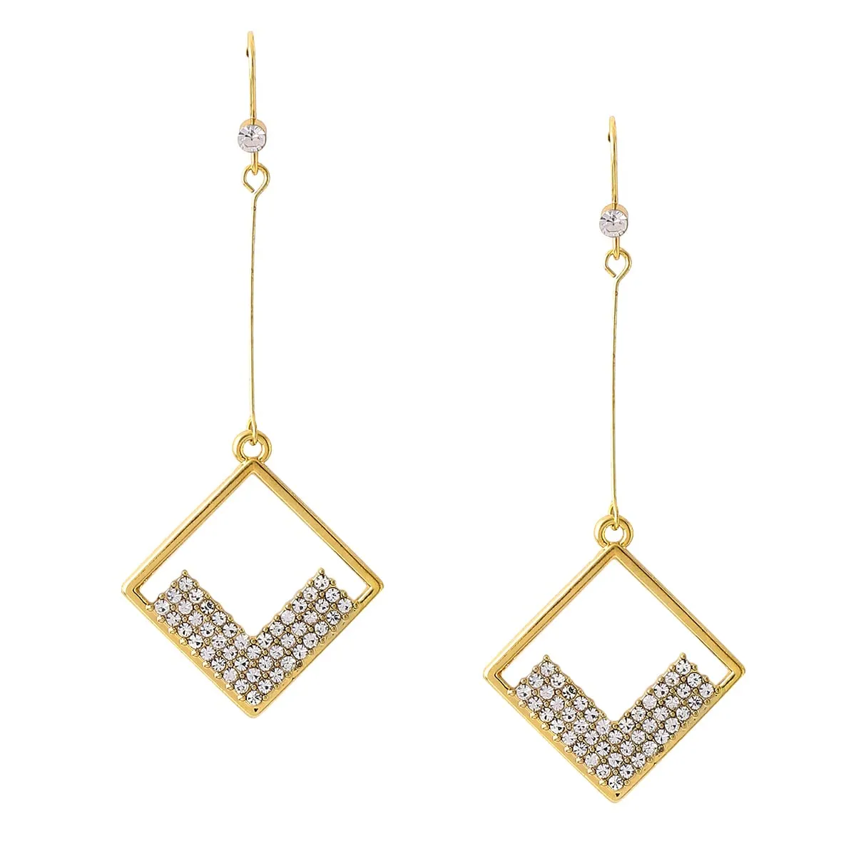 Yellow Chimes Earrings For Women Gold Tone Crystal Studded Geometrical Drop Dangle Earrings For Women and Girls