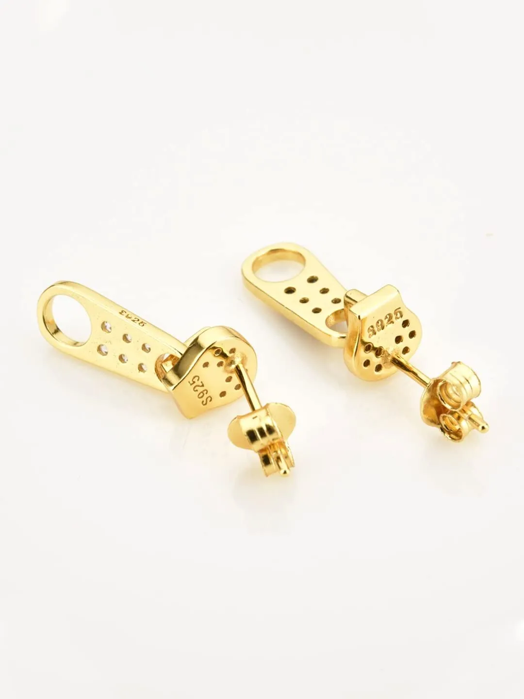 Yellow Chimes Earrings For Women Gold Tone Crystal Studded Zip Shape Drop Earrings For Women and Girls