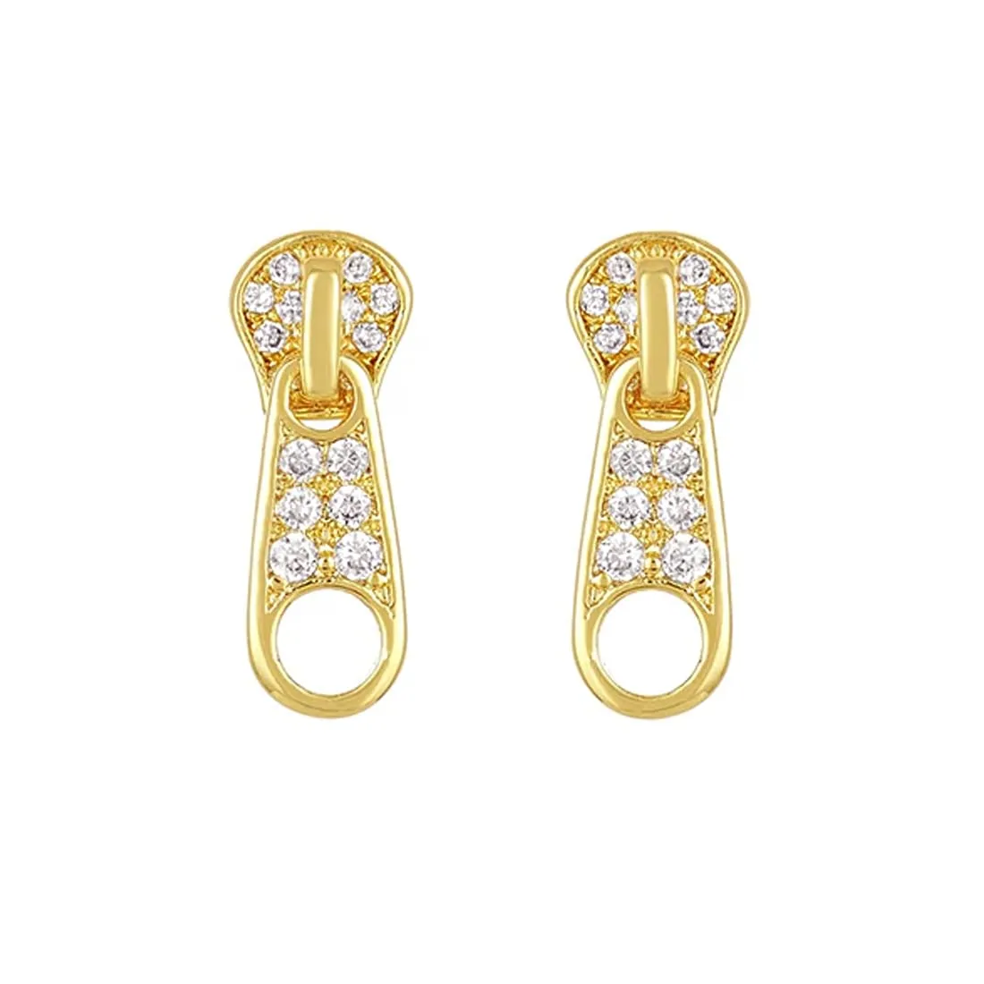 Yellow Chimes Earrings For Women Gold Tone Crystal Studded Zip Shape Drop Earrings For Women and Girls